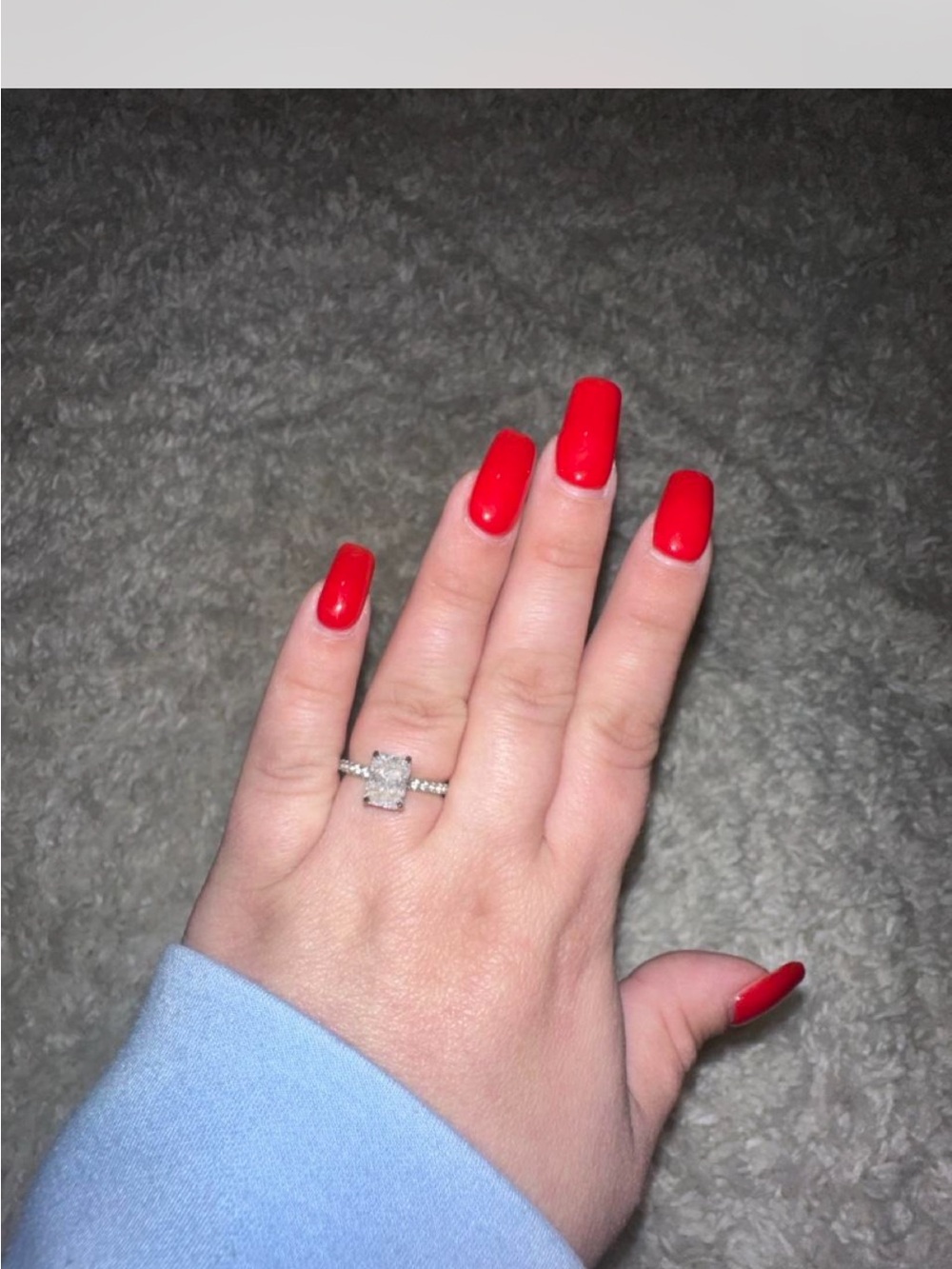 Amazon Silver Halo Ring with Red Accent Nails